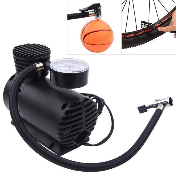 ANK Portable Electric Mini DC 12V Air Compressor Pump for Car and Bike Tyre Tire Black - Image 4