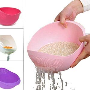 ANK Fashion ABS Plastic 11 Inch Multi Color Rice Pulses Fruits Vegetable Noodles Pasta Washing Bowl & Strainer Good Quality & Perfect Size for Storing and Straining. Colander Random Colors