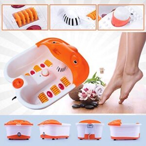 ANK Foot Spa Footbath and Roller Massager for Pain Relieve and Feet Care (White and Orange)