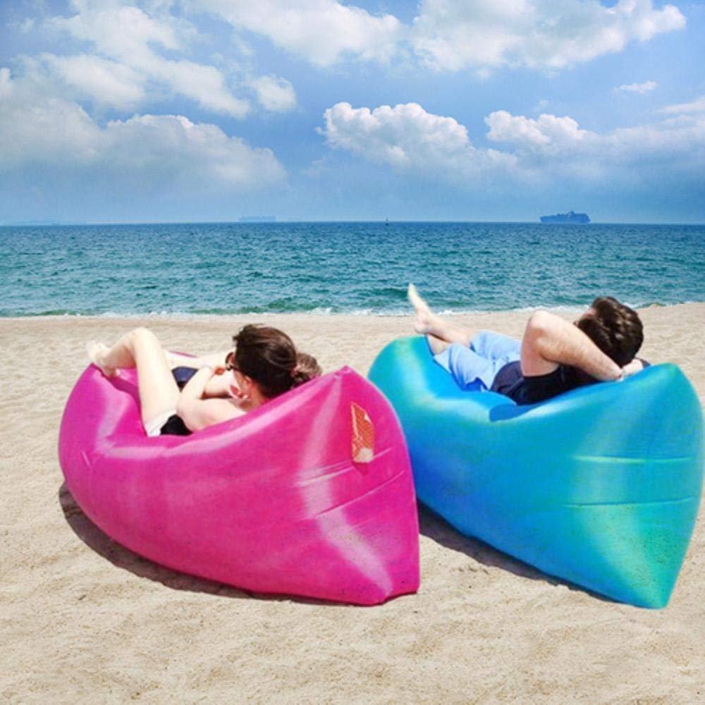 ANK  Indoor Outdoor Camping & Travelling Lazy Sleeping Bag Fast Inflatable Portable Nylon Polyester Fabric Sofa Beach Banana Lounge Sitting Air Bed Lounger (Inflated Size: 82 x 27 x 35 inch)