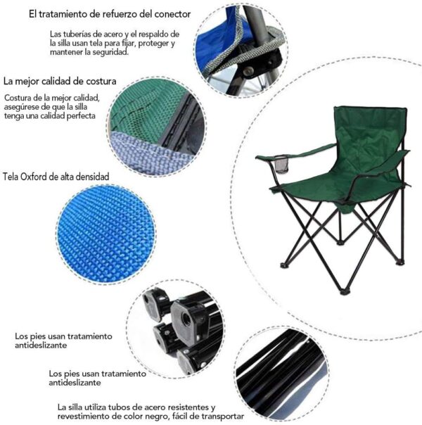 ANK  Portable Foldable Chair : for Camping, Beach, Picnic, Travelling, Fishing, Outdoors. with Arm Rest, Bottle/Cup Holder - Image 3