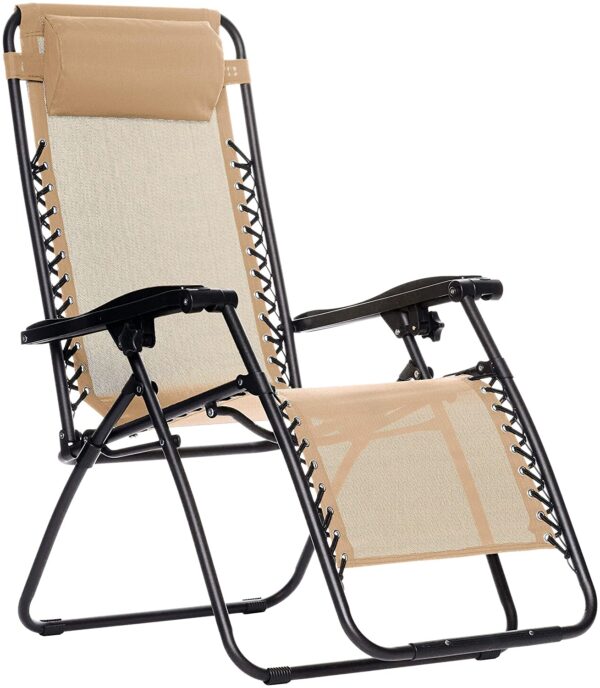 ANK Zero Gravity Reclining Lounge Portable Chair, Beige